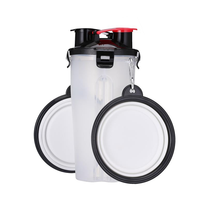 Pets Go Out Dual Water Food Cup Portable Drinking Water Bottle