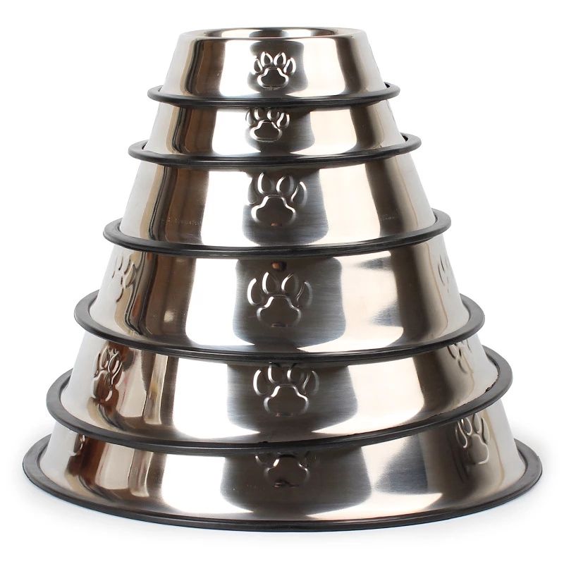 Stainless Steel Dog Bowl High-Grade Non-Slip Pet Bowl Pet Food Bowl Food Utensils 6 Sizes