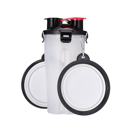 Pets Go Out Dual Water Food Cup Portable Drinking Water Bottle