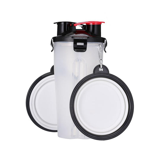 Pets Go Out Dual Water Food Cup Portable Drinking Water Bottle