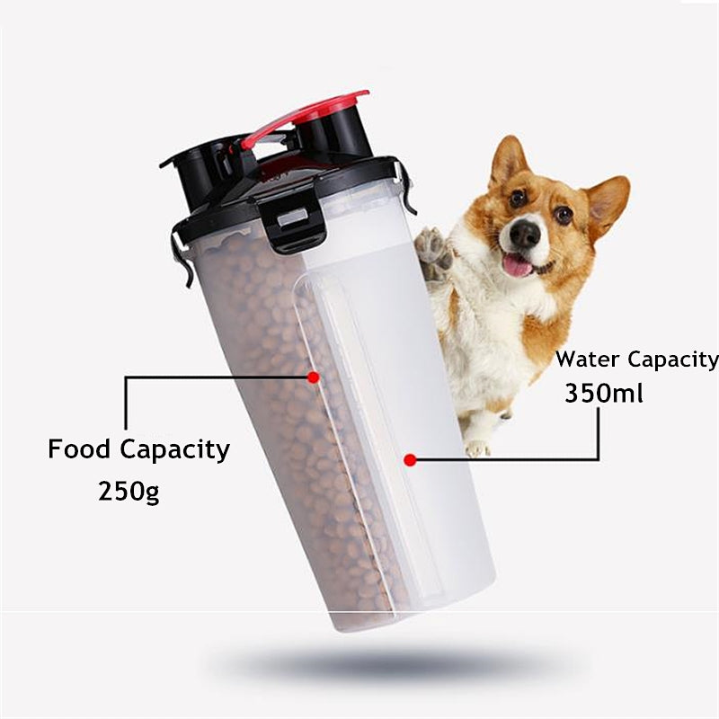 Pets Go Out Dual Water Food Cup Portable Drinking Water Bottle