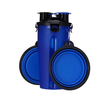 Pets Go Out Dual Water Food Cup Portable Drinking Water Bottle