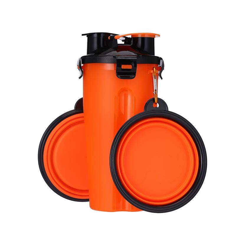 Pets Go Out Dual Water Food Cup Portable Drinking Water Bottle