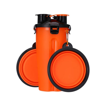 Pets Go Out Dual Water Food Cup Portable Drinking Water Bottle