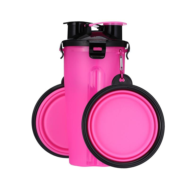 Pets Go Out Dual Water Food Cup Portable Drinking Water Bottle