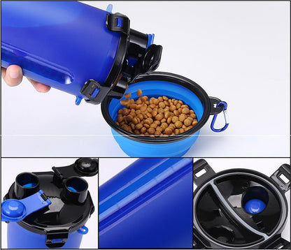 Pets Go Out Dual Water Food Cup Portable Drinking Water Bottle