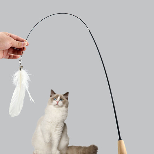 Wood Handle Carbon Fiber Rod Cat Stic
