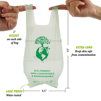 Corn starch biodegradable pet litter bag PLA compost roll up vest bag dog litter bag