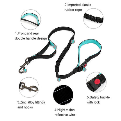 Medium And Large Dog Leash Double Handle Reflective Elastic Leash Explosion-Proof
