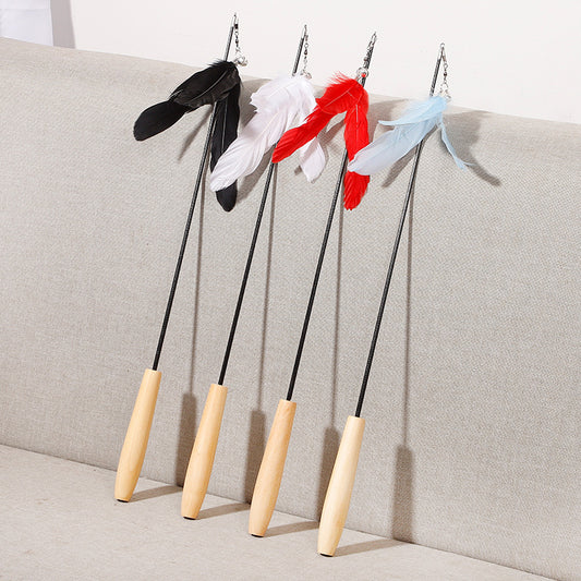 Wood Handle Carbon Fiber Rod Cat Stic