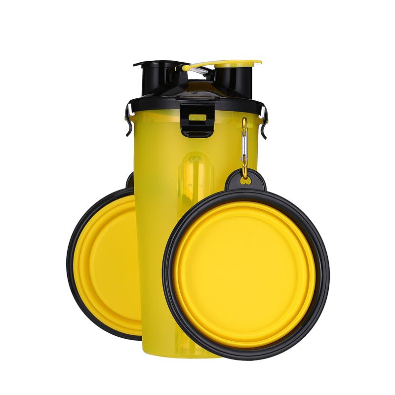 Pets Go Out Dual Water Food Cup Portable Drinking Water Bottle