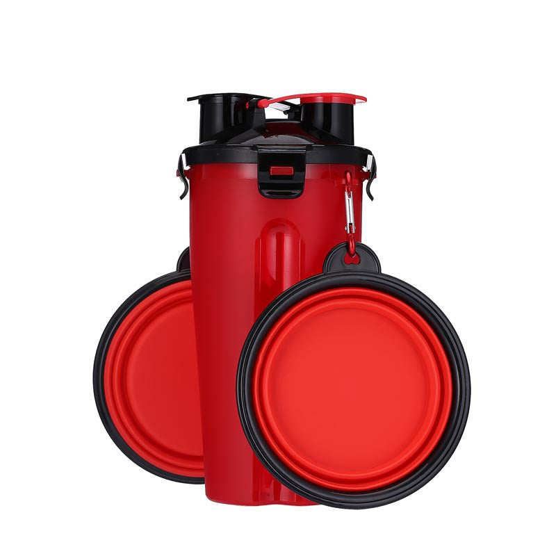 Pets Go Out Dual Water Food Cup Portable Drinking Water Bottle